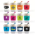 branded Vienna Eco Coffee Cup / Silicone Band 320ml, from our range of promotional Reusable Coffee Cups - Glass