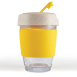 branded Vienna Eco Coffee Cup / Silicone Band 320ml, from our range of promotional Reusable Coffee Cups - Glass