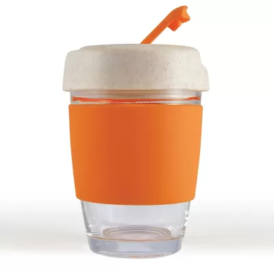 branded Vienna Eco Coffee Cup / Silicone Band 320ml, from our range of promotional Reusable Coffee Cups - Glass
