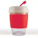 branded Vienna Eco Coffee Cup / Silicone Band 320ml, from our range of promotional Reusable Coffee Cups - Glass