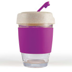 branded Vienna Eco Coffee Cup / Silicone Band 320ml, from our range of promotional Reusable Coffee Cups - Glass