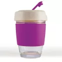 branded Vienna Eco Coffee Cup / Silicone Band 320ml, from our range of promotional Reusable Coffee Cups - Glass