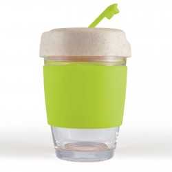 branded Vienna Eco Coffee Cup / Silicone Band 320ml, from our range of promotional Reusable Coffee Cups - Glass