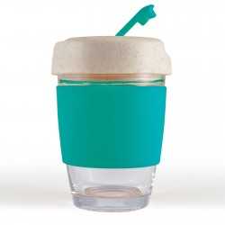 branded Vienna Eco Coffee Cup / Silicone Band 320ml, from our range of promotional Reusable Coffee Cups - Glass