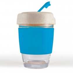 branded Vienna Eco Coffee Cup / Silicone Band 320ml, from our range of promotional Reusable Coffee Cups - Glass
