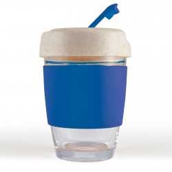 branded Vienna Eco Coffee Cup / Silicone Band 320ml, from our range of promotional Reusable Coffee Cups - Glass