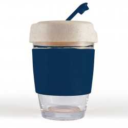 branded Vienna Eco Coffee Cup / Silicone Band 320ml, from our range of promotional Reusable Coffee Cups - Glass
