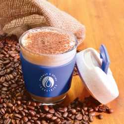 branded Vienna Eco Coffee Cup / Silicone Band 320ml, from our range of promotional Reusable Coffee Cups - Glass