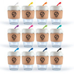 branded Vienna Eco Coffee Cup / Cork Band 320ml, from our range of promotional Reusable Coffee Cups - Glass