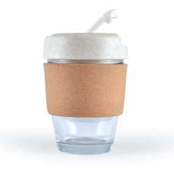 branded Vienna Eco Coffee Cup / Cork Band 320ml, from our range of promotional Reusable Coffee Cups - Glass