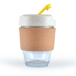 branded Vienna Eco Coffee Cup / Cork Band 320ml, from our range of promotional Reusable Coffee Cups - Glass