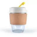 branded Vienna Eco Coffee Cup / Cork Band 320ml, from our range of promotional Reusable Coffee Cups - Glass