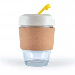 branded Vienna Eco Coffee Cup / Cork Band 320ml, from our range of promotional Reusable Coffee Cups - Glass