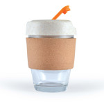 branded Vienna Eco Coffee Cup / Cork Band 320ml, from our range of promotional Reusable Coffee Cups - Glass