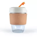 branded Vienna Eco Coffee Cup / Cork Band 320ml, from our range of promotional Reusable Coffee Cups - Glass