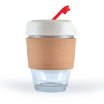 branded Vienna Eco Coffee Cup / Cork Band 320ml, from our range of promotional Reusable Coffee Cups - Glass