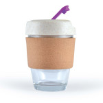 branded Vienna Eco Coffee Cup / Cork Band 320ml, from our range of promotional Reusable Coffee Cups - Glass