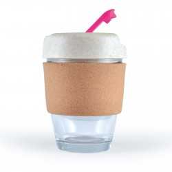 branded Vienna Eco Coffee Cup / Cork Band 320ml, from our range of promotional Reusable Coffee Cups - Glass