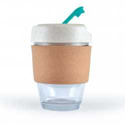 branded Vienna Eco Coffee Cup / Cork Band 320ml, from our range of promotional Reusable Coffee Cups - Glass