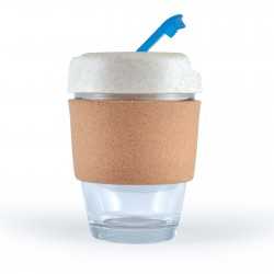 branded Vienna Eco Coffee Cup / Cork Band 320ml, from our range of promotional Reusable Coffee Cups - Glass