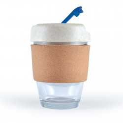 branded Vienna Eco Coffee Cup / Cork Band 320ml, from our range of promotional Reusable Coffee Cups - Glass