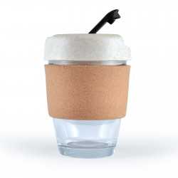 branded Vienna Eco Coffee Cup / Cork Band 320ml, from our range of promotional Reusable Coffee Cups - Glass