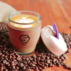 branded Vienna Eco Coffee Cup / Cork Band 320ml, from our range of promotional Reusable Coffee Cups - Glass