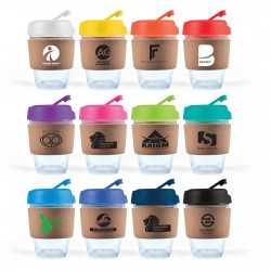 branded Vienna Coffee Cup / Cork Band 320ml, from our range of promotional Reusable Coffee Cups - Glass