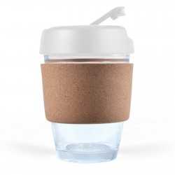 branded Vienna Coffee Cup / Cork Band 320ml, from our range of promotional Reusable Coffee Cups - Glass