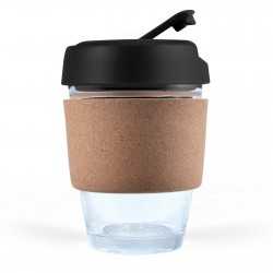 branded Vienna Coffee Cup / Cork Band 320ml, from our range of promotional Reusable Coffee Cups - Glass
