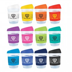 branded Vienna Coffee Cup / Silicone Lid 320ml, from our range of promotional Reusable Coffee Cups - Glass