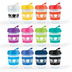 branded Vienna Coffee Cup / Flip Lid 320ml, from our range of promotional Reusable Coffee Cups - Glass