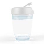 branded Vienna Coffee Cup / Flip Lid 320ml, from our range of promotional Reusable Coffee Cups - Glass