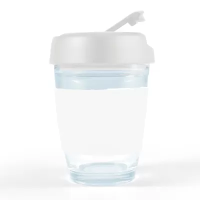 branded Vienna Coffee Cup / Flip Lid 320ml, from our range of promotional Reusable Coffee Cups - Glass