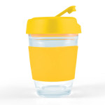 branded Vienna Coffee Cup / Flip Lid 320ml, from our range of promotional Reusable Coffee Cups - Glass