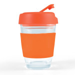 branded Vienna Coffee Cup / Flip Lid 320ml, from our range of promotional Reusable Coffee Cups - Glass