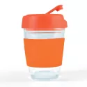 branded Vienna Coffee Cup / Flip Lid 320ml, from our range of promotional Reusable Coffee Cups - Glass