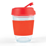 branded Vienna Coffee Cup / Flip Lid 320ml, from our range of promotional Reusable Coffee Cups - Glass
