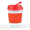 branded Vienna Coffee Cup / Flip Lid 320ml, from our range of promotional Reusable Coffee Cups - Glass