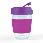 branded Vienna Coffee Cup / Flip Lid 320ml, from our range of promotional Reusable Coffee Cups - Glass