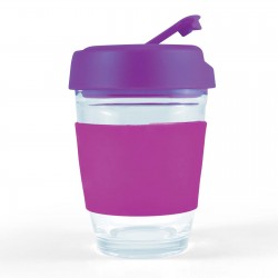 branded Vienna Coffee Cup / Flip Lid 320ml, from our range of promotional Reusable Coffee Cups - Glass