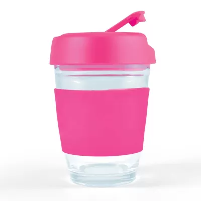 branded Vienna Coffee Cup / Flip Lid 320ml, from our range of promotional Reusable Coffee Cups - Glass