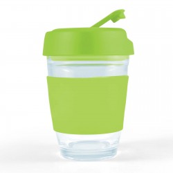 branded Vienna Coffee Cup / Flip Lid 320ml, from our range of promotional Reusable Coffee Cups - Glass