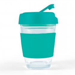 branded Vienna Coffee Cup / Flip Lid 320ml, from our range of promotional Reusable Coffee Cups - Glass