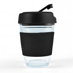 branded Vienna Coffee Cup / Flip Lid 320ml, from our range of promotional Reusable Coffee Cups - Glass