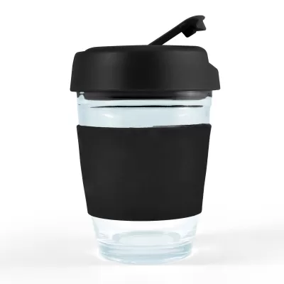 branded Vienna Coffee Cup / Flip Lid 320ml, from our range of promotional Reusable Coffee Cups - Glass