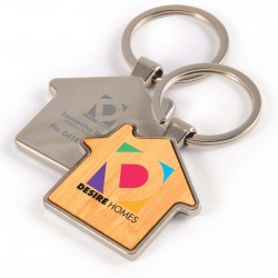 branded House Bamboo Zinc Keytag, from our range of promotional Metal Keyrings