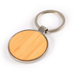 branded Circle Bamboo Zinc Keytag, from our range of promotional Metal Keyrings