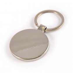 branded Circle Bamboo Zinc Keytag, from our range of promotional Metal Keyrings