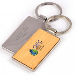branded Rectangle Bamboo Zinc Keytag, from our range of promotional Metal Keyrings